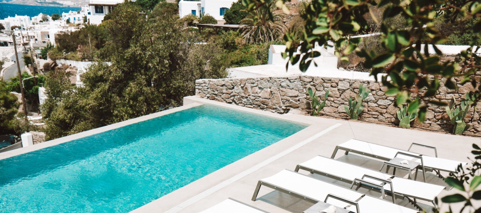 Exterior pool area of Villa Aiolos in Mykonos