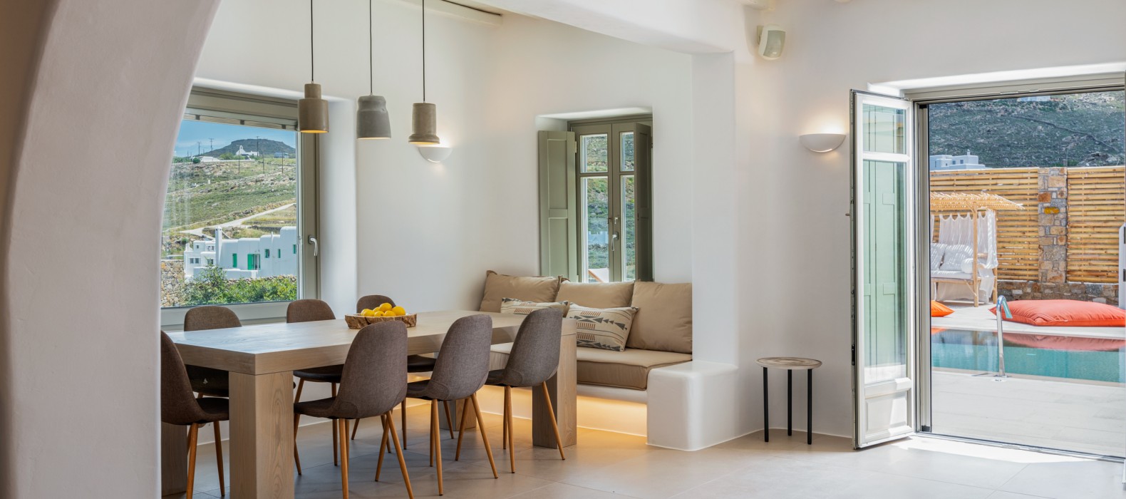 Living room of Villa Akrothea in Mykonos