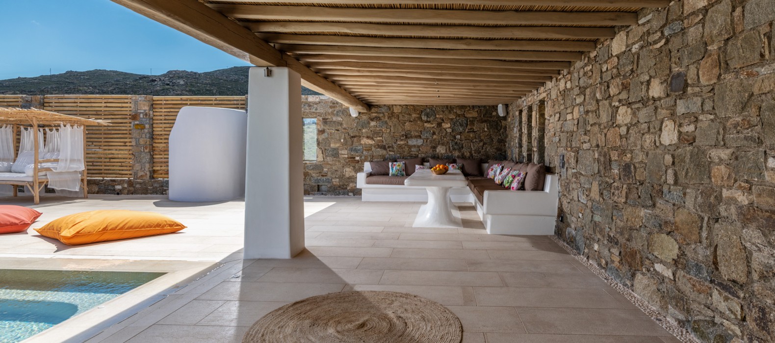 Exterior area of Villa Akrothea in Mykonos