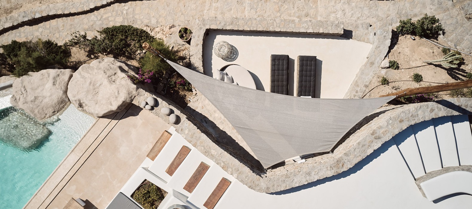 Exterior villa view above of Villa Basima in Mykonos