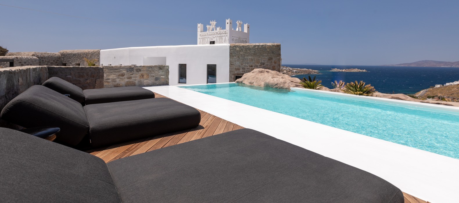 Exterior pool area of Villa Calthea in Mykonos