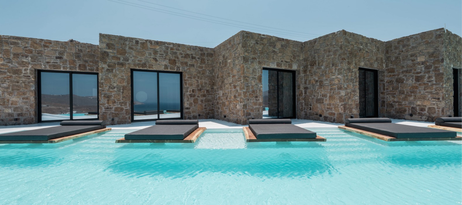 Exterior pool area of Villa Dallas in Mykonos