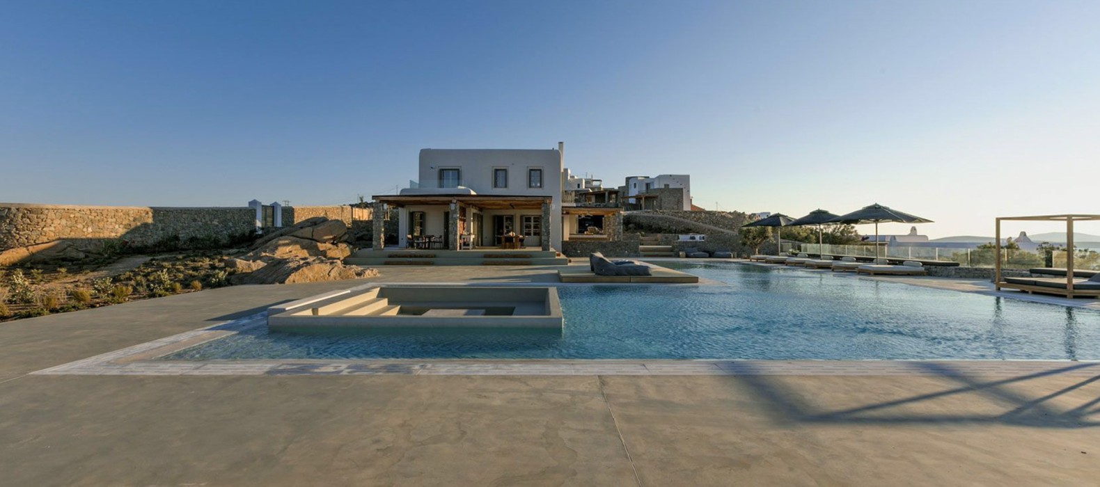 Exterior pool area of Villa Galia in Mykonos