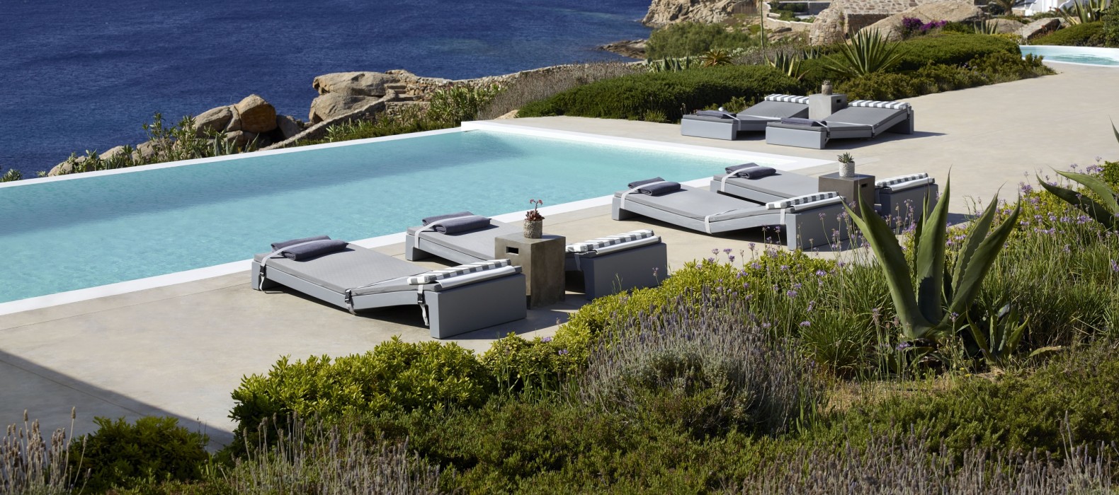 Exterior pool view of Villa Golden Glades in Mykonos
