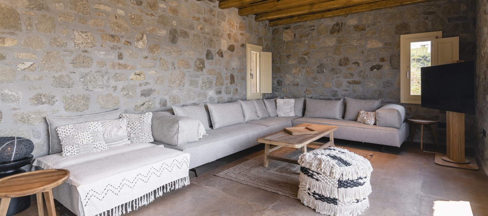 Living room of Villa Kalimera in Mykonos
