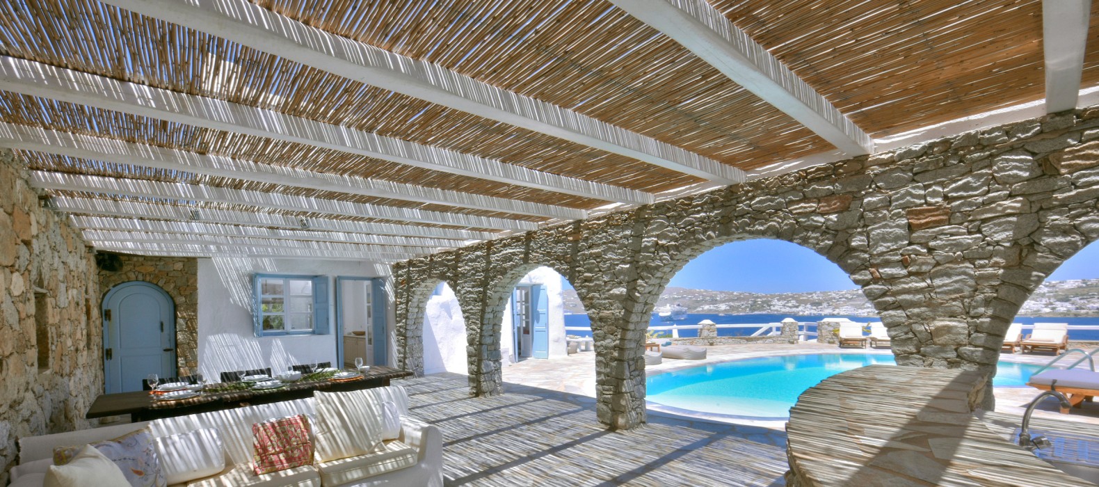 Exterior chill area of Villa Mythos in Mykonos