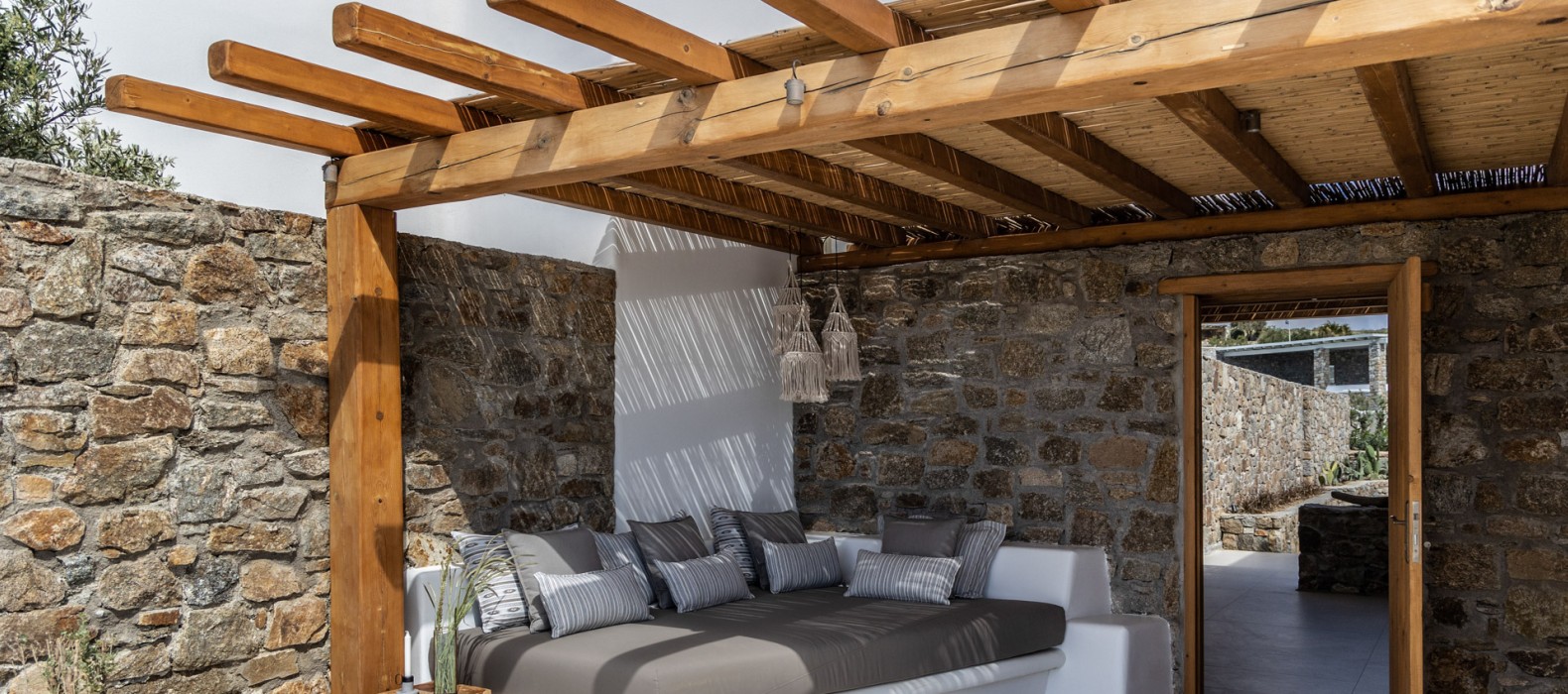 Exterior chilll area of Villa Olivia Breeze in Mykonos
