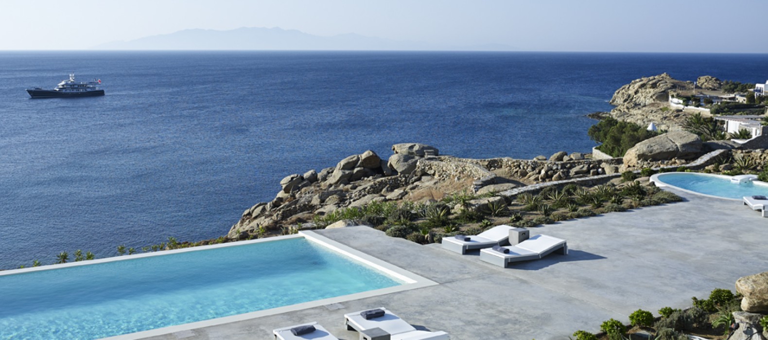 Exterior pool area of Villa Posidonia in Mykonos