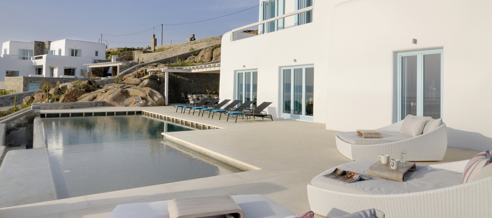 Exterior area with pool of Villa Sineria in Mykonos