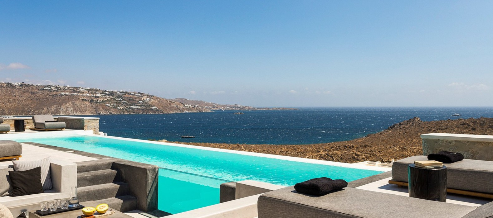 Pool with sea view of Villa Soul of Sofia in Mykonos