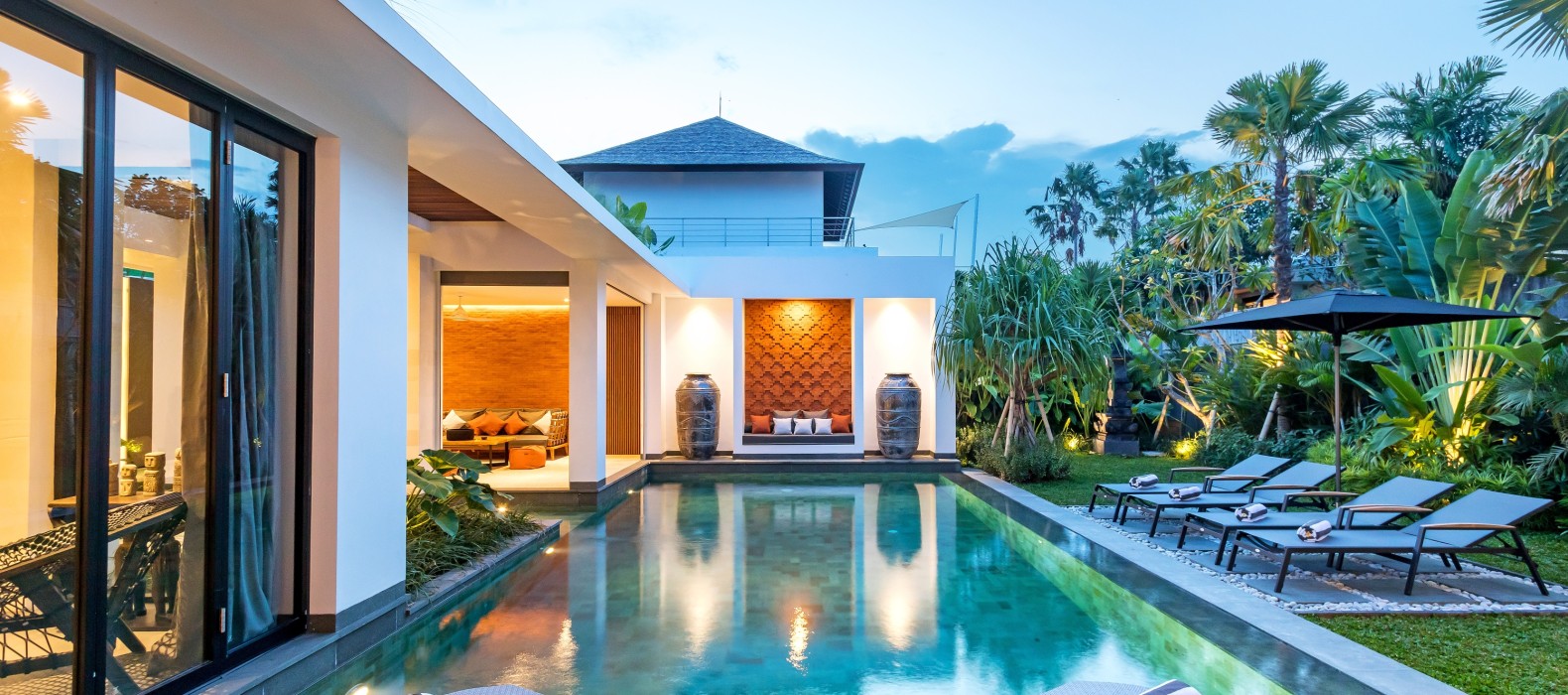 Exterior pool view of Villa Castil de Udara in Bali