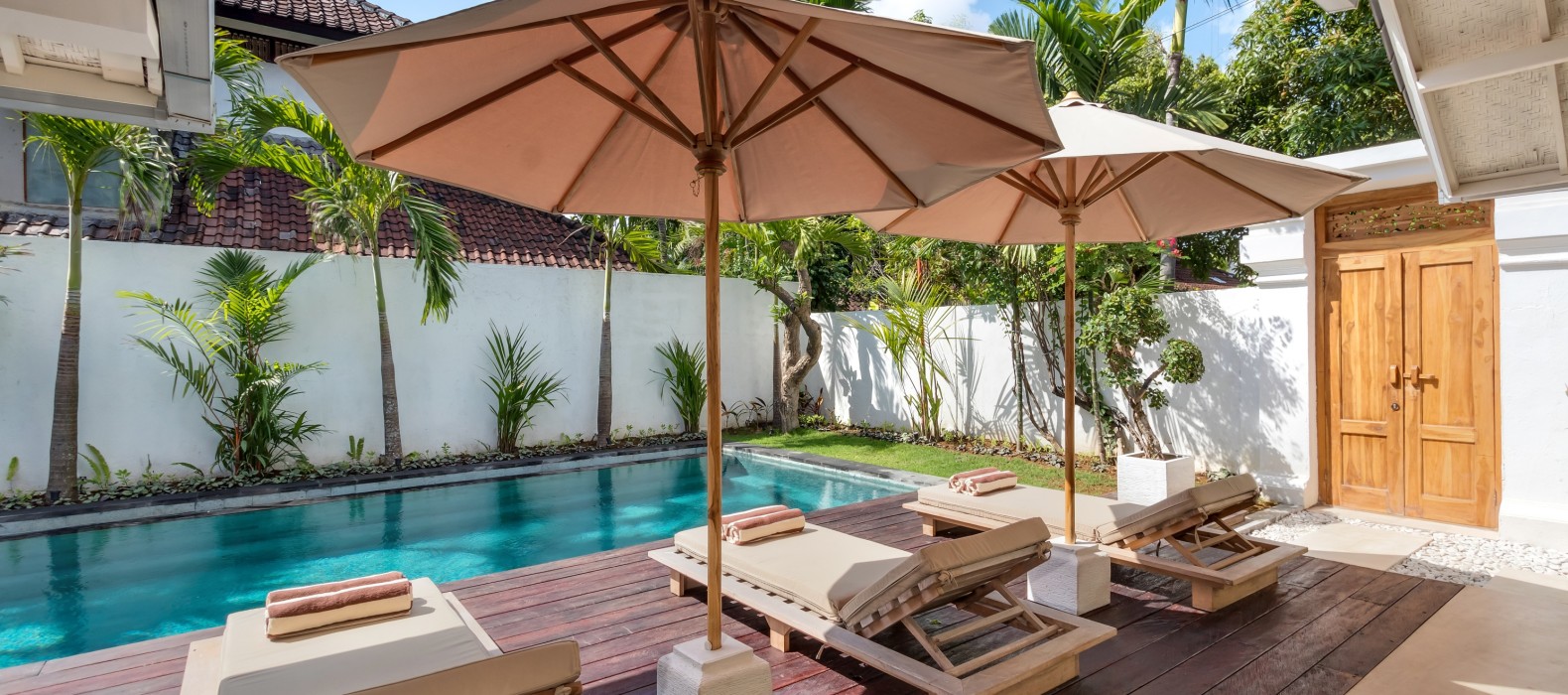 Sun loungers of Villa Lisabella in Bali