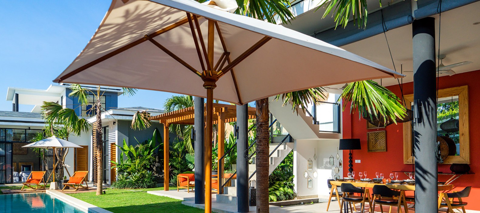 Sun loungers of Villa Paradise Garden in Bali