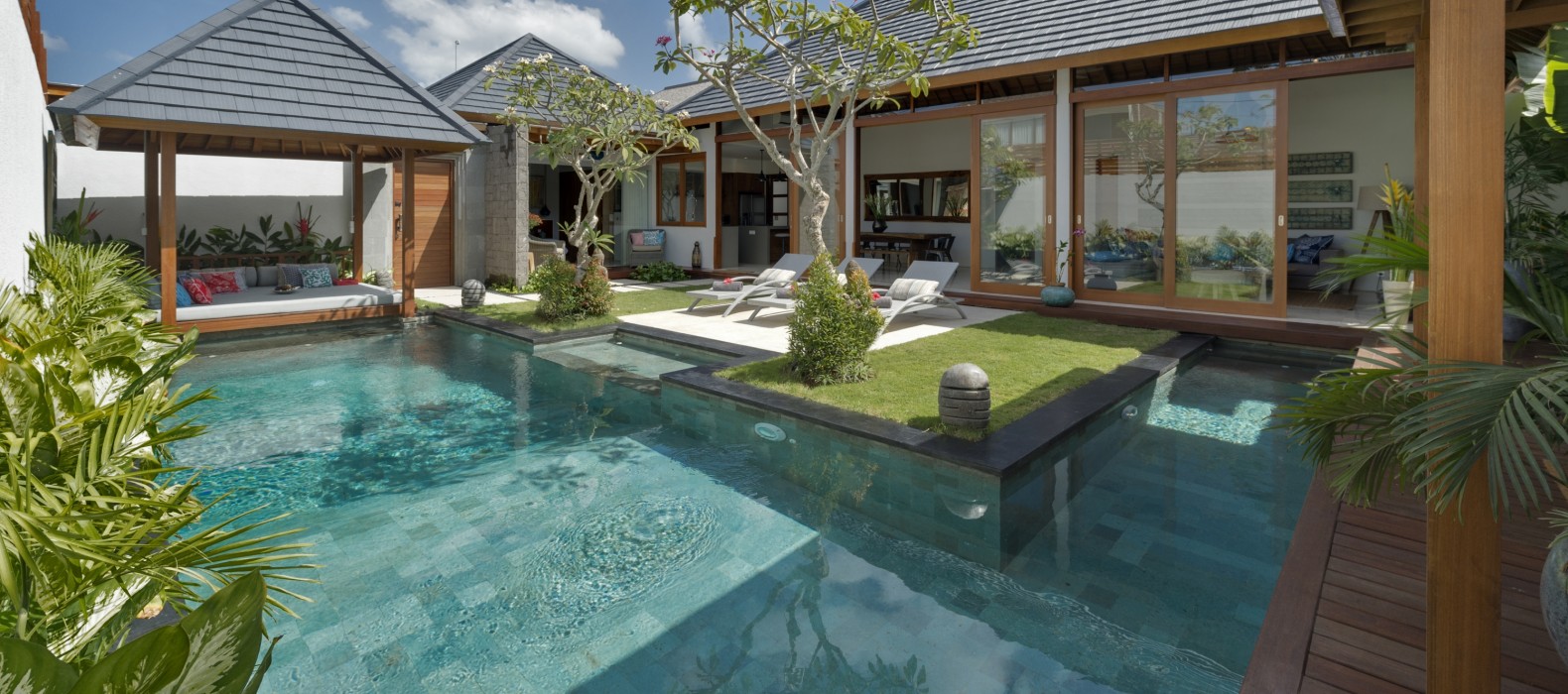 Exterior pool area view of Villa Sanook in Bali