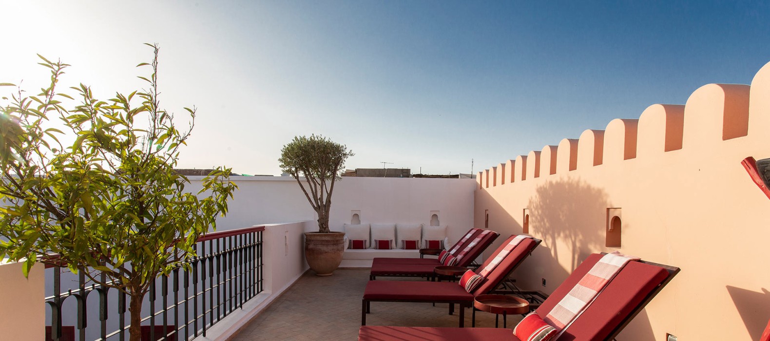 Sun loungers view of Riad Fleur Rouge in Marrakech
