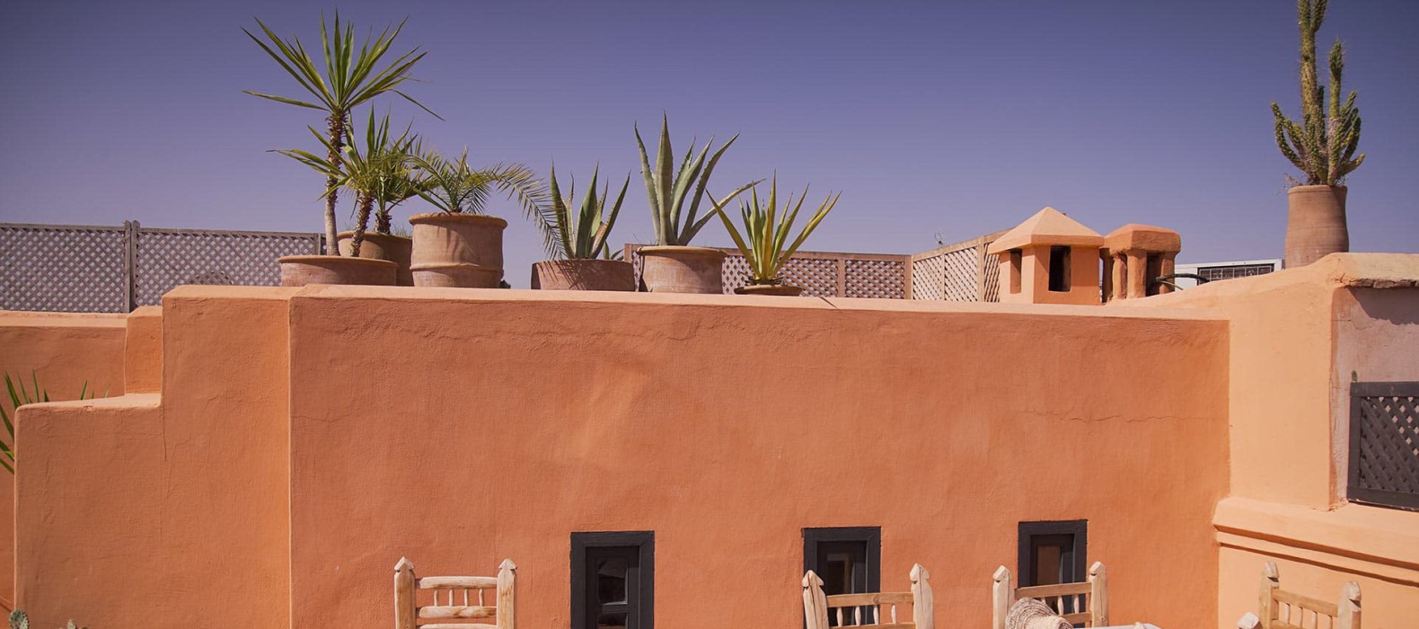 Rooftop dining area view of Riad Knizou in Marrakech