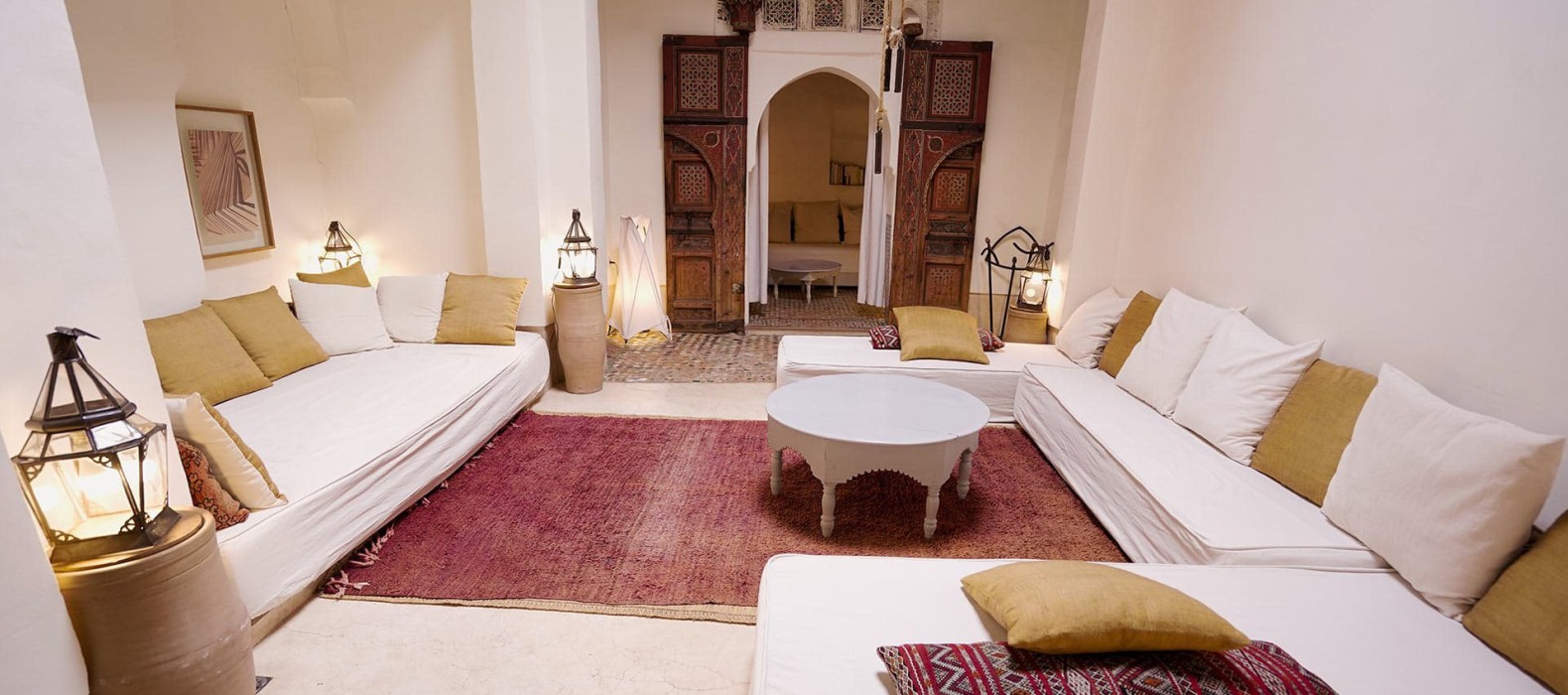 Living room view of Riad Knizou in Marrakech