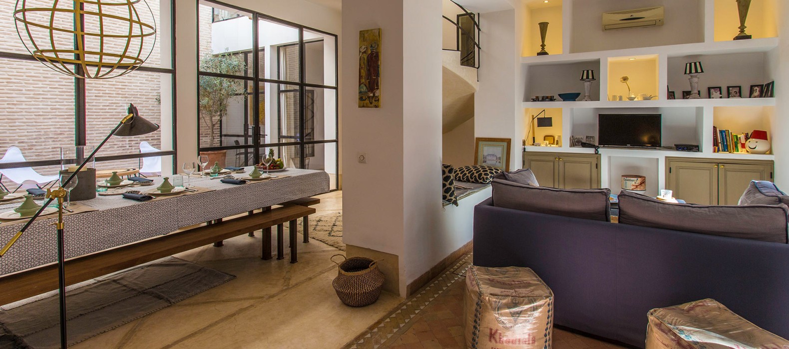 Living room view of Riad Mima in Marrakech