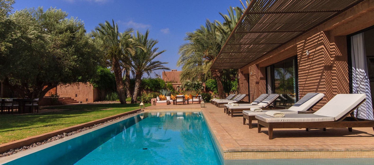 Pool area view of Villa Amourine in Marrakech