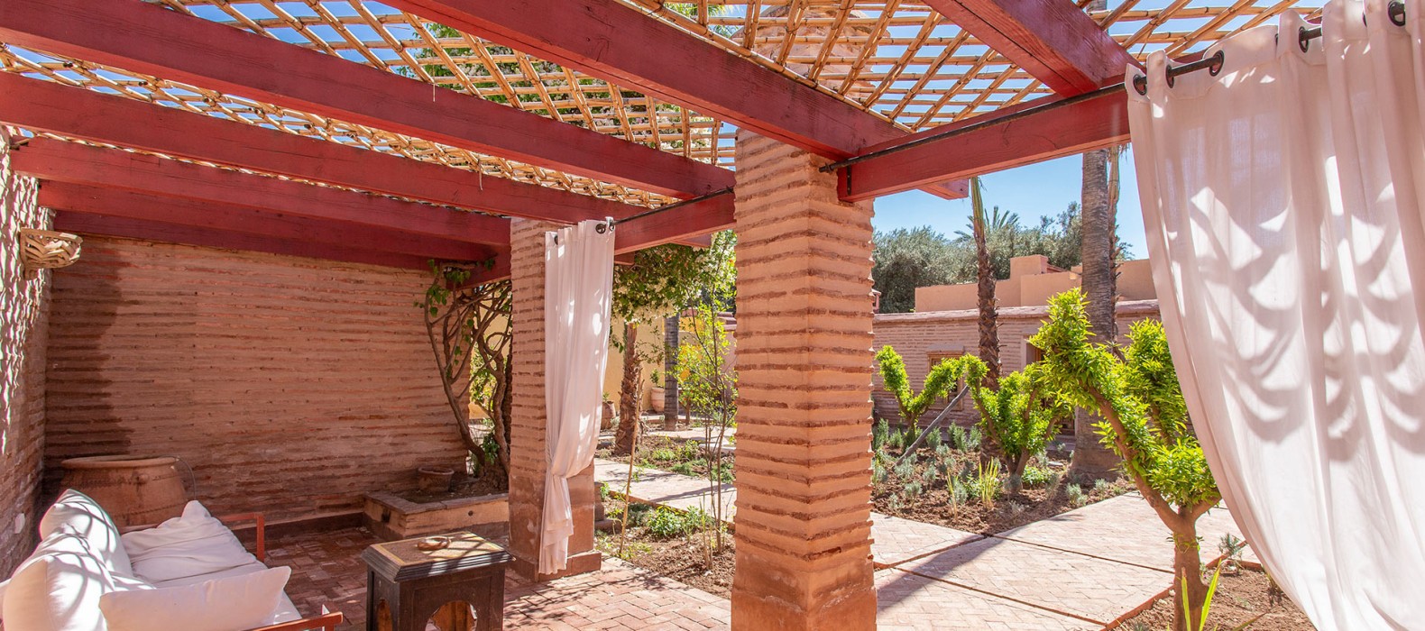 Exterior chill area view of Villa Les Almohades in Marrakech