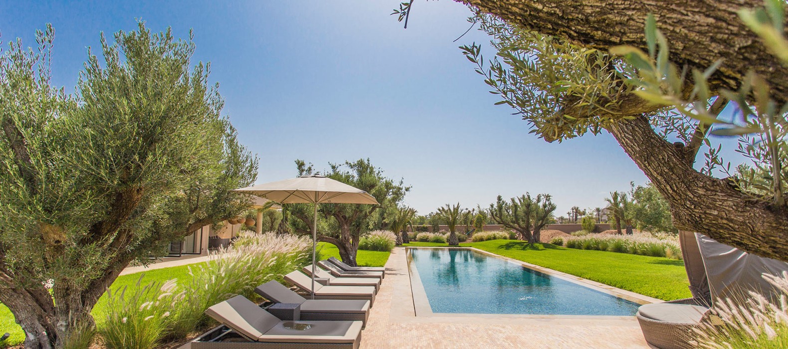 Exterior pool area of Villa Oasis in Marrakech