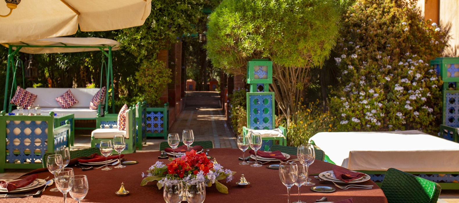 Dining area view of Villa Petite Majorelle in Marrakech