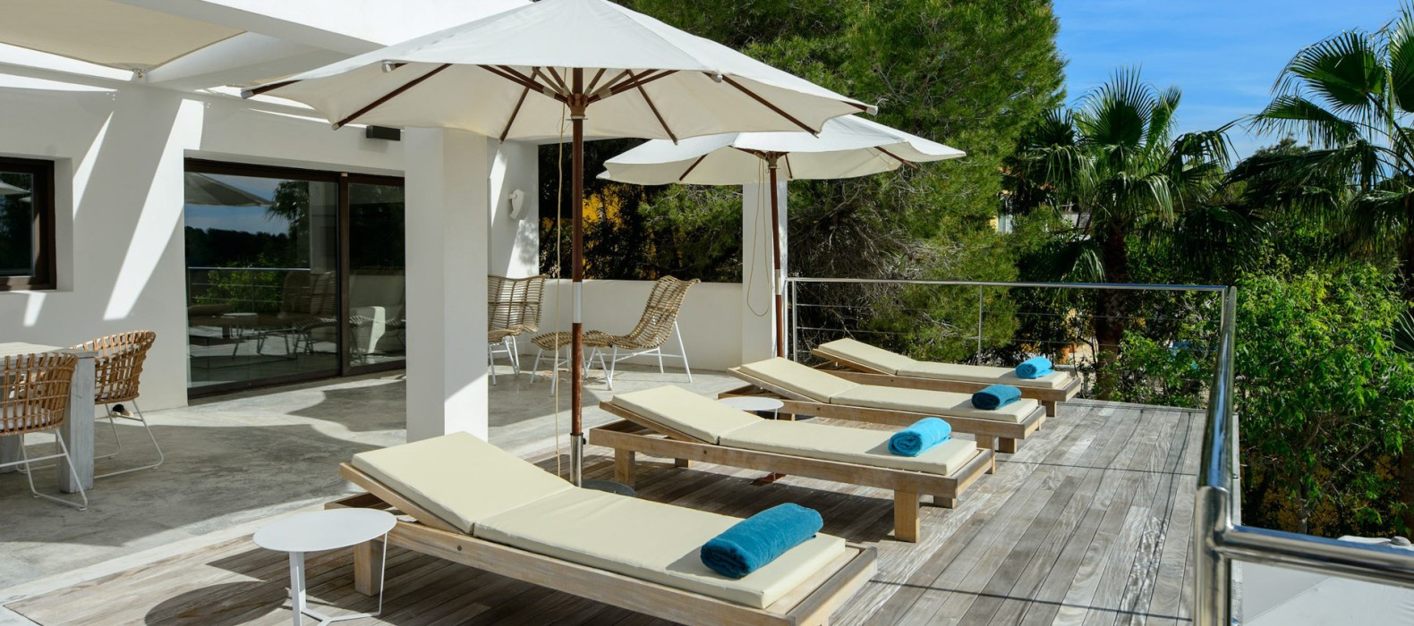 Sun lounger view of Casa Elegance in Ibiza