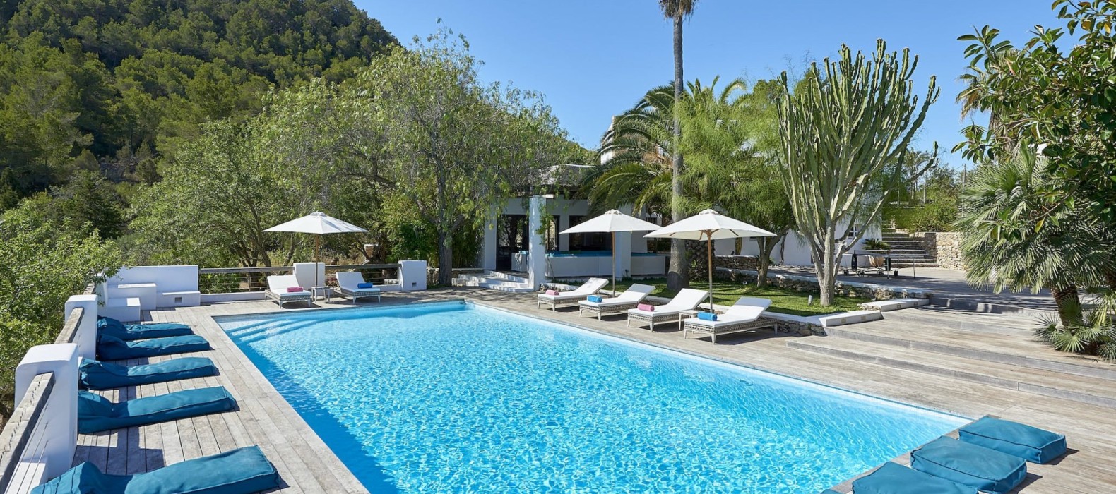 Exterior pool area of Finca Las Velas in Ibiza
