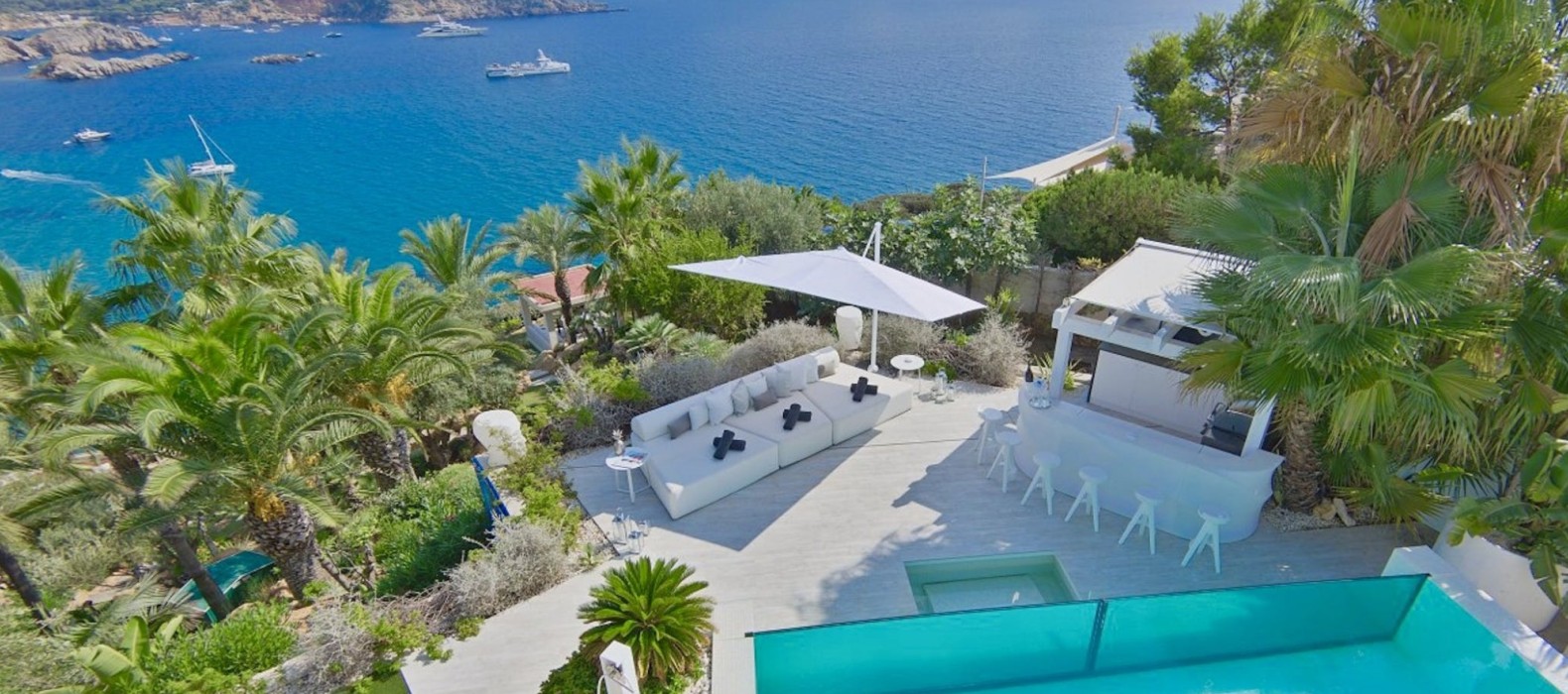 Exterior pool view of Villa Benahavis in Ibiza