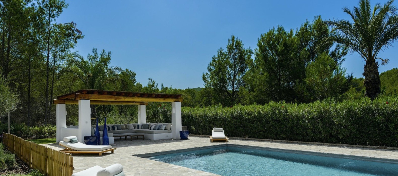 Exterior pool and chill area of Villa Blissful Life in Ibiza