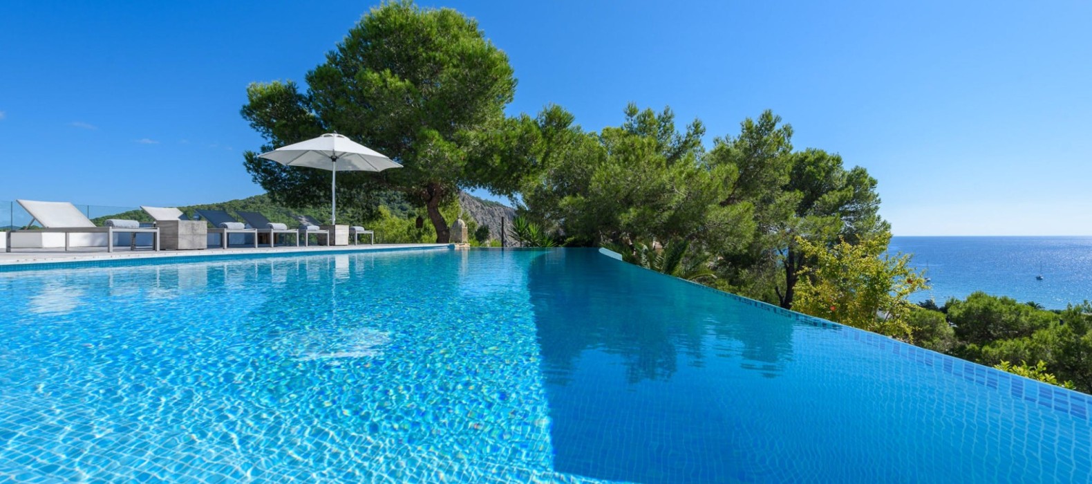Exterior pool view of Villa Blue Dreams in Ibiza
