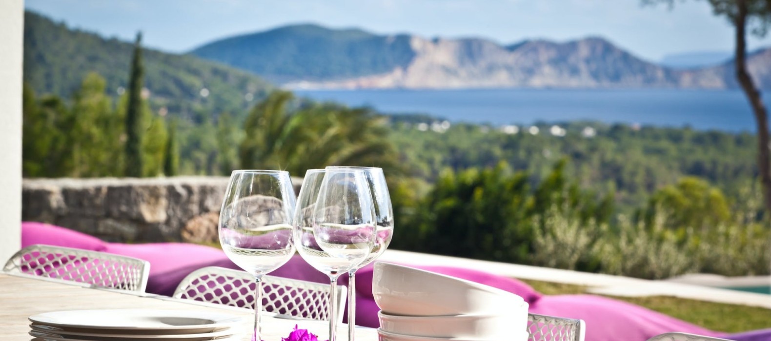 Dining table with sea view of Villa Colada in Ibiza