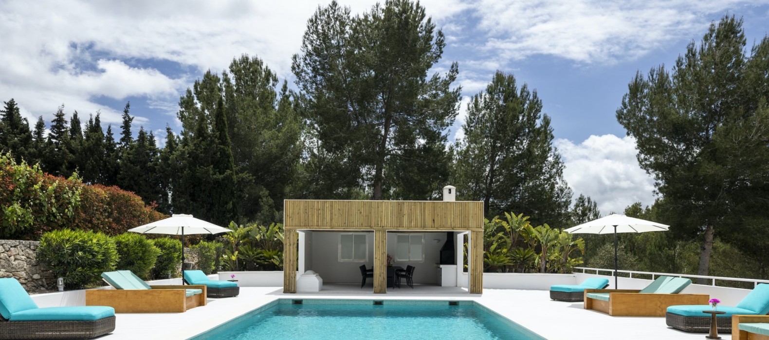 Exterior pool area of Villa Evenfall in Ibiza