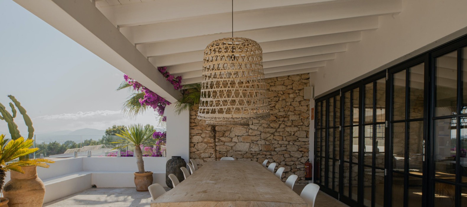 Exterior dining table of Villa La Preciosa in Ibiza