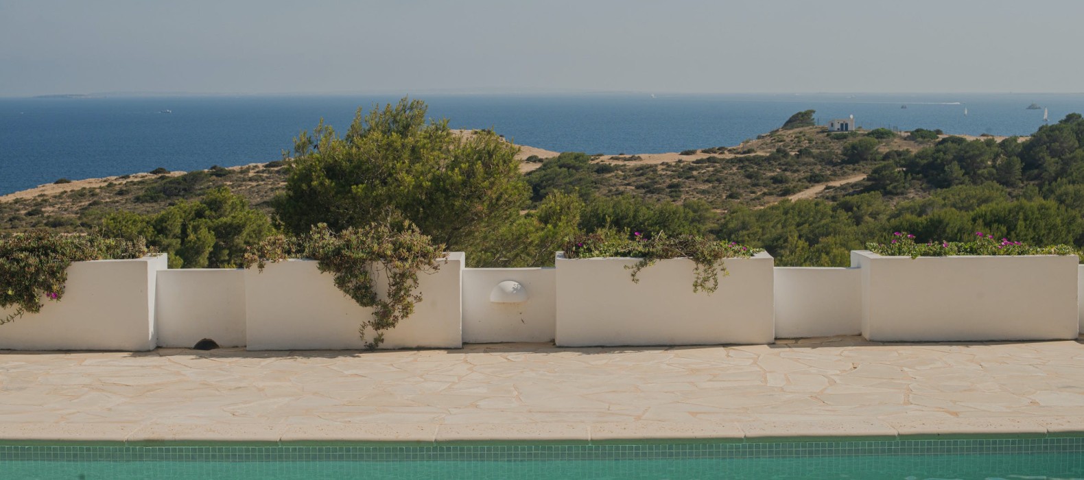 Exterior pool with sea view of Villa La Preciosa in Ibiza