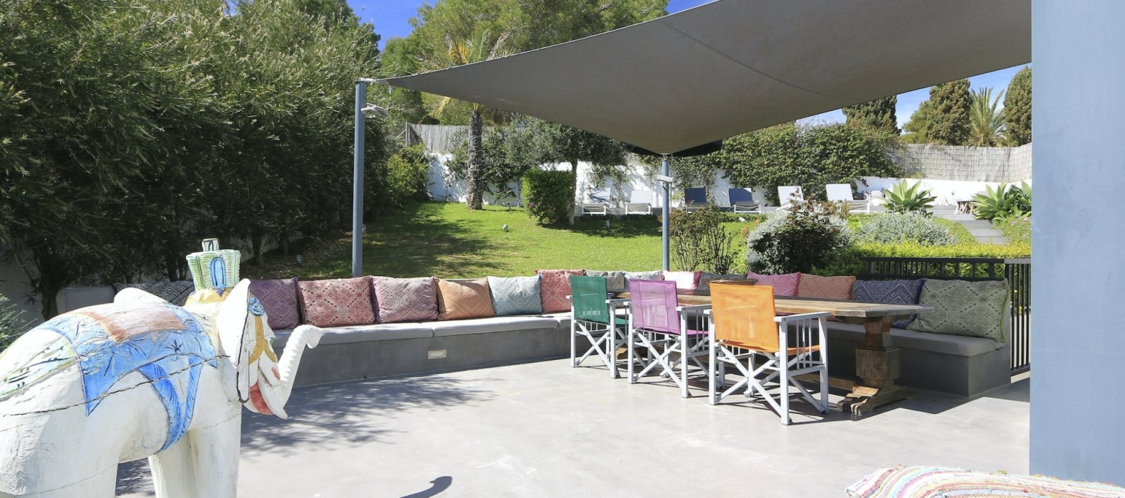 Exterior dining area of Villa Love and Light in Ibiza