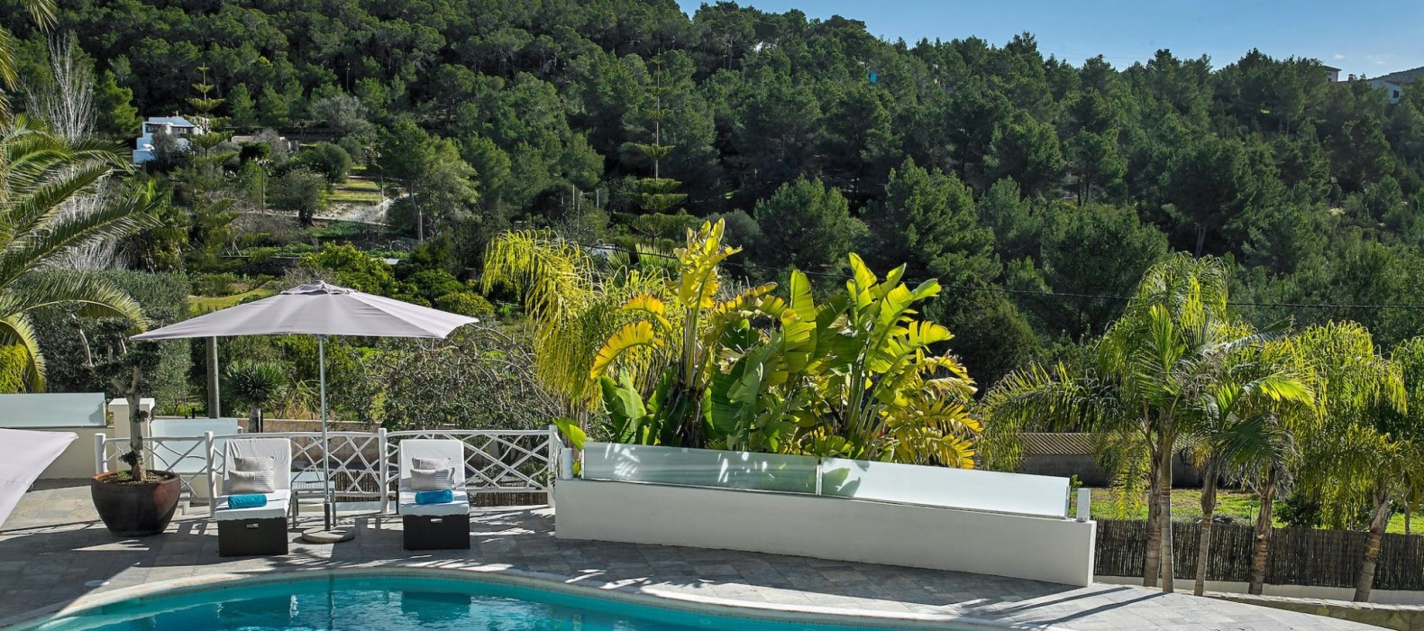 Exterior pool view of Villa Lusona in Ibiza