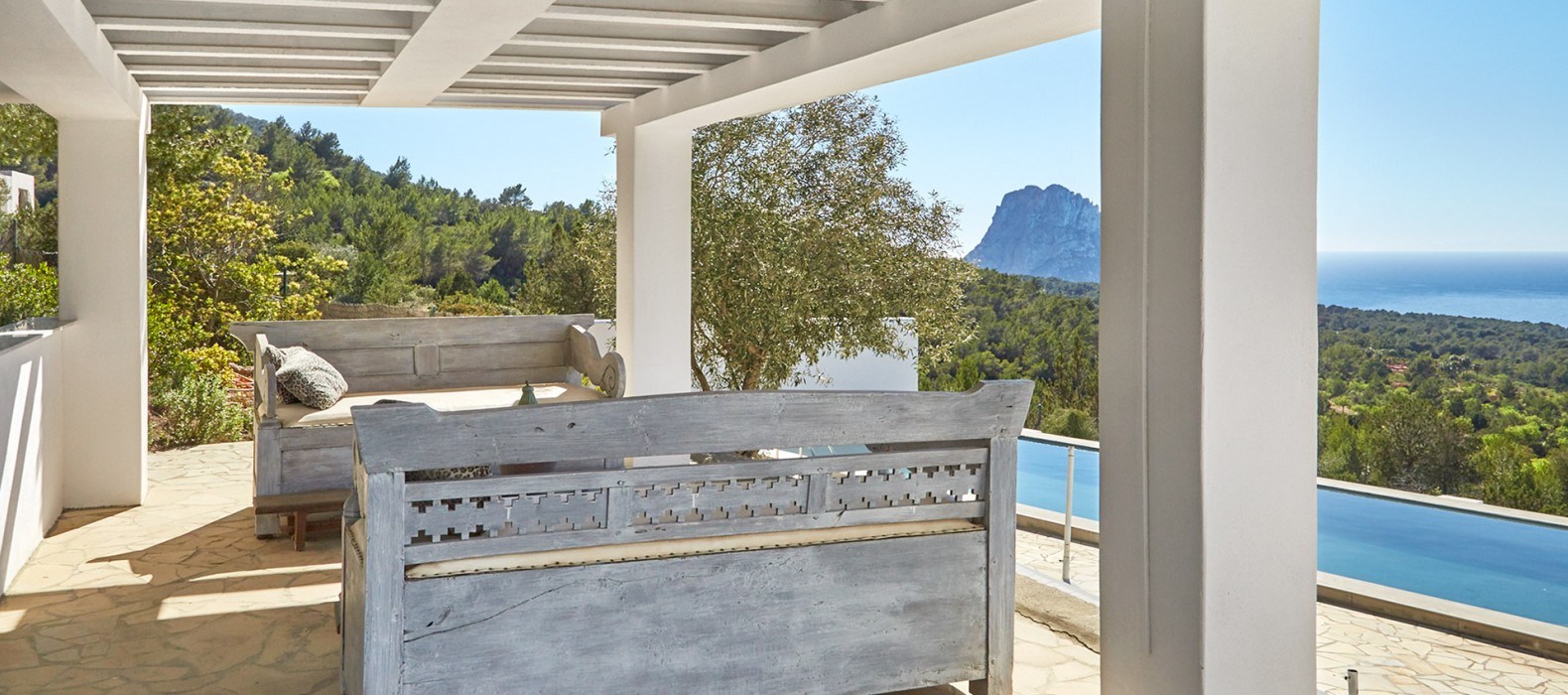 Exterior chill area with Es Vedra view of Villa Monterra in Ibiza