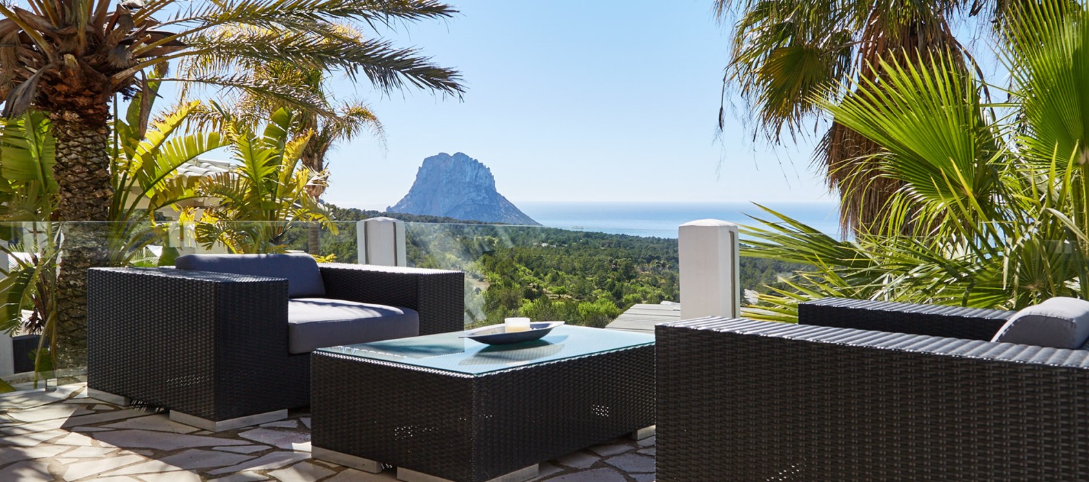 Exterior chill area with Es Vedra view of Villa Monterra in Ibiza