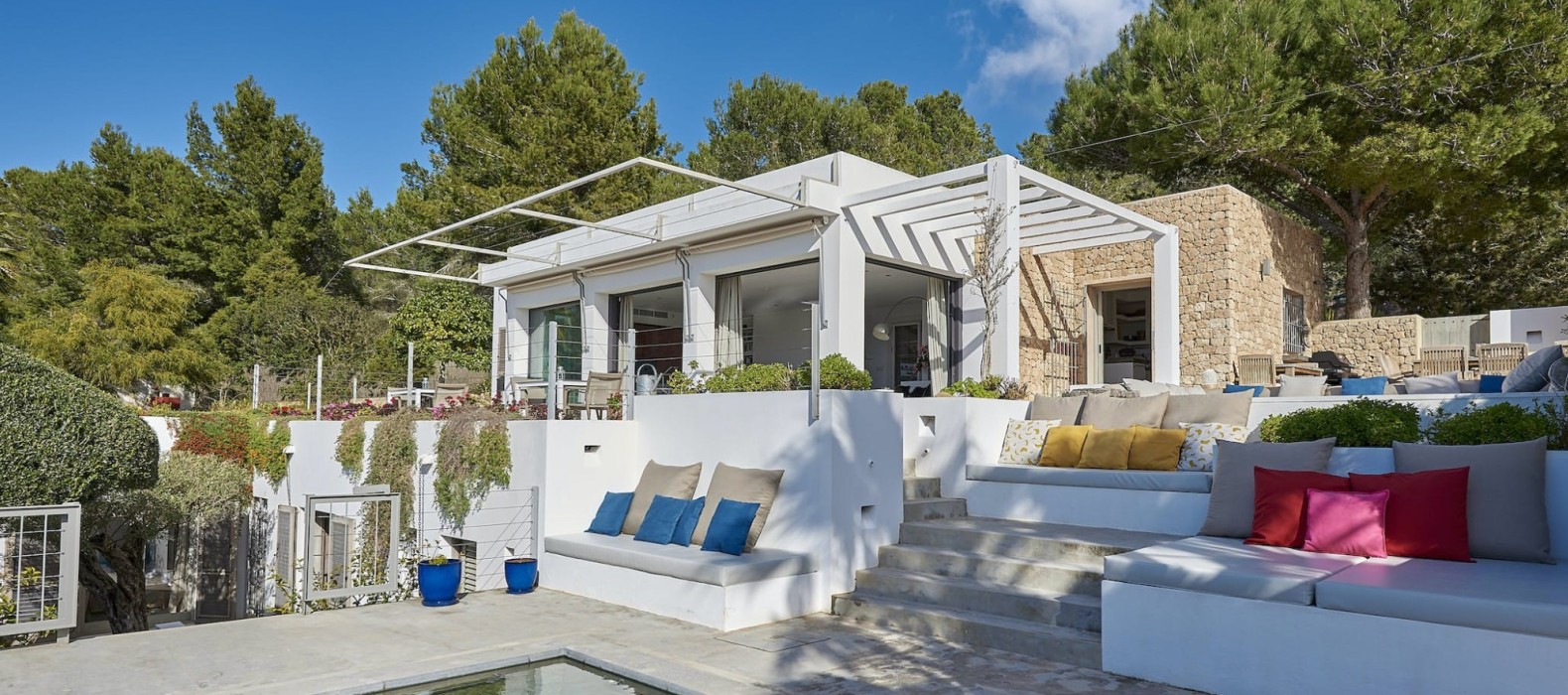 Exterior villa and pool view of Villa Rivianna in Ibiza