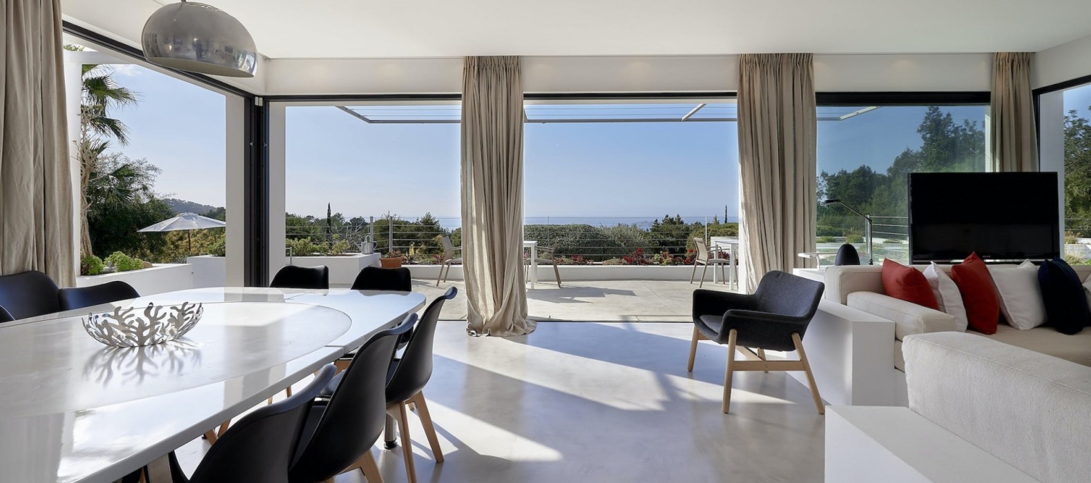Living area of Villa Rivianna in Ibiza