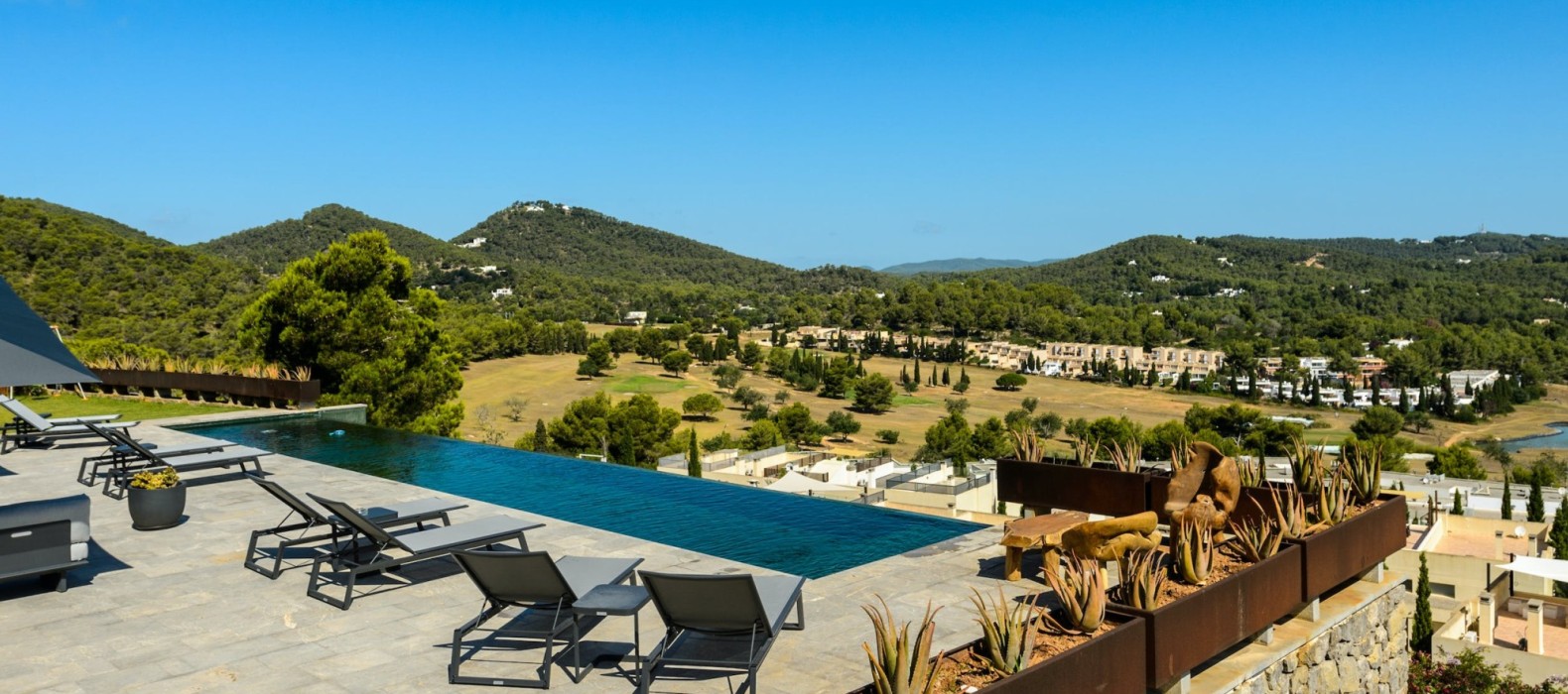 Exterior pool area of Villa Roca Indigo in Ibiza