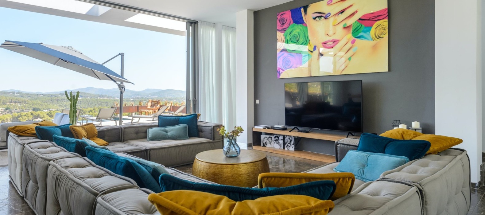 Living room of Villa Roca Indigo in Ibiza