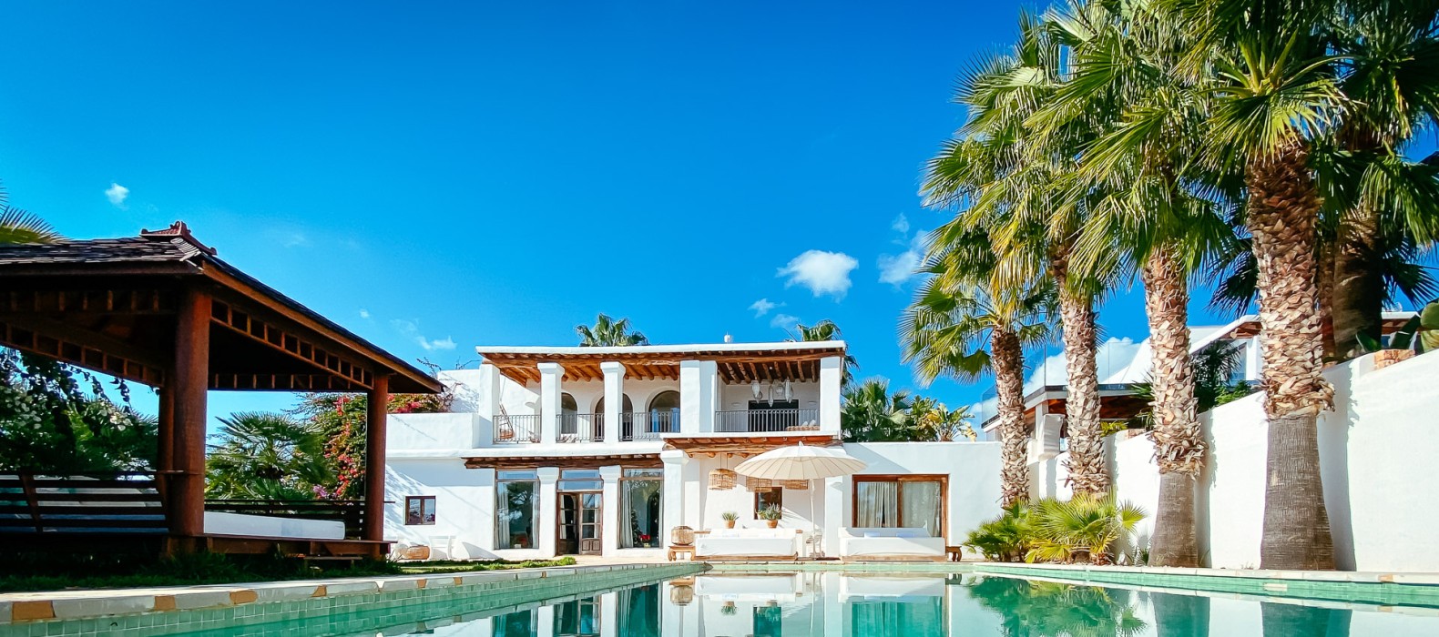 Exterior villa view front of Villa Secret Paradise in Ibiza