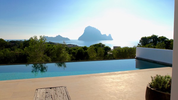 Pool with Es Vedra view of Villa Sunrise Joy in Ibiza