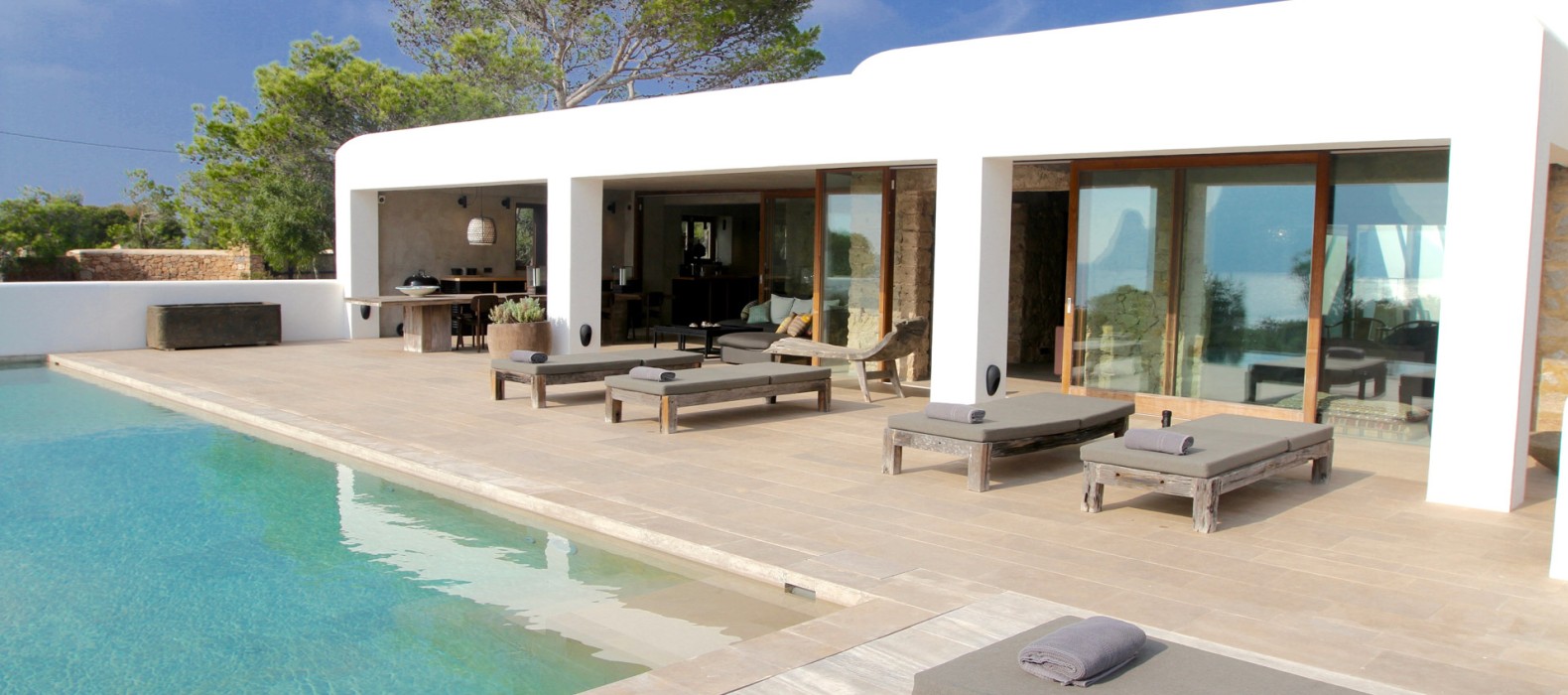 Exterior area with pool of Villa Sunrise Joy in Ibiza