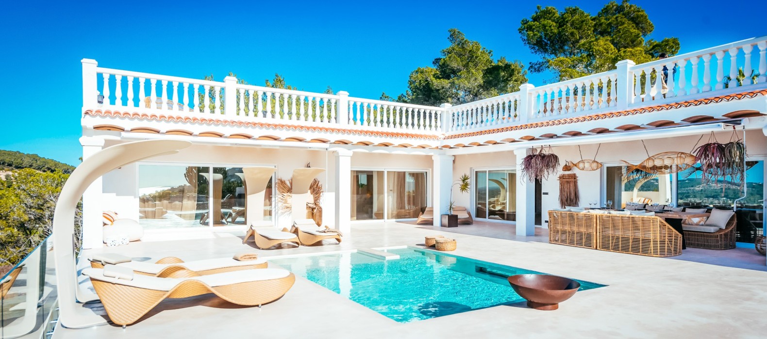 Exterior villa view with pool of Villa The Nest Two in Ibiza