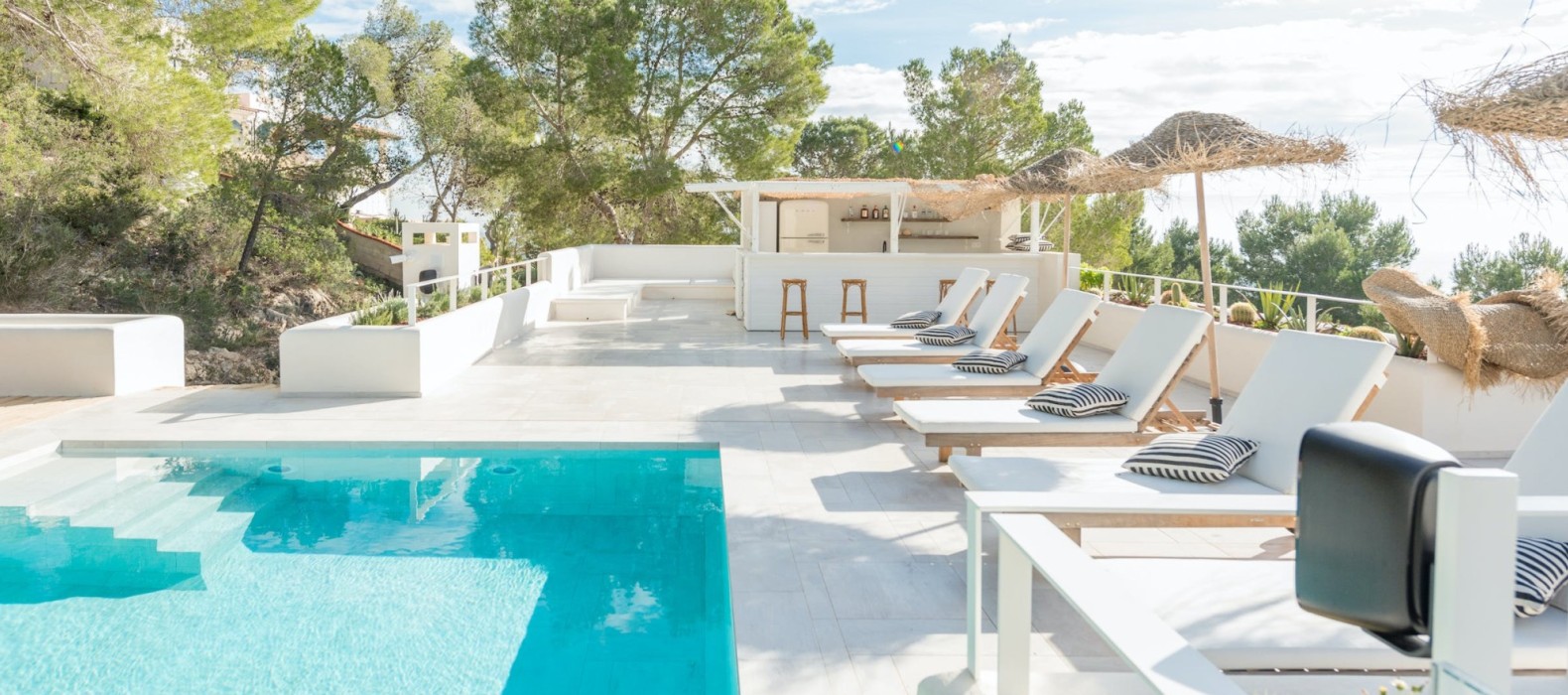 Exterior pool area view of Villa The Sweet Escape in Ibiza