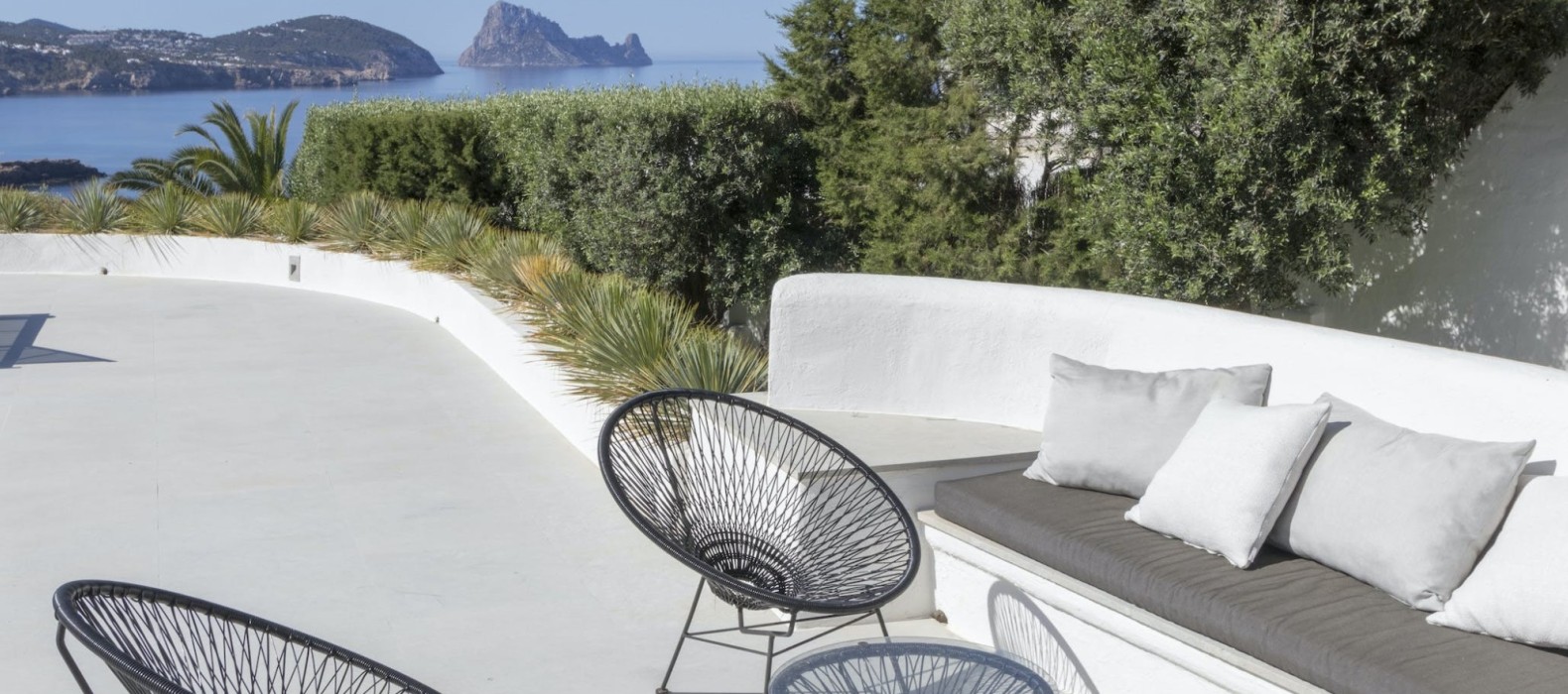 Exterior area with seating of Villa The View of Vedra in Ibiza