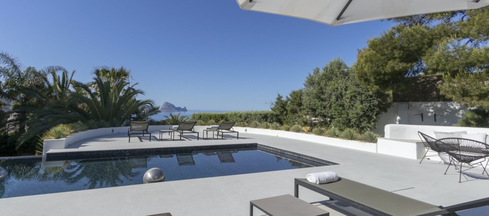Exterior pool area of Villa The View of Vedra Ibiza